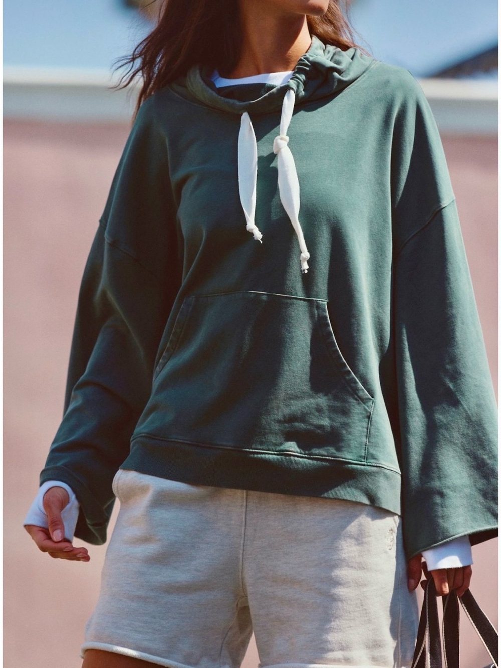 FP Movement Go Long Layer Women’s Forest Green Cowl Neckline
